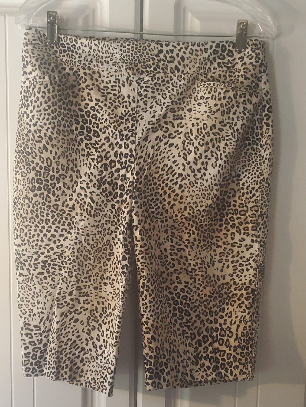 Chico's Leopard-Print Midi Shorts in Beige and Black
